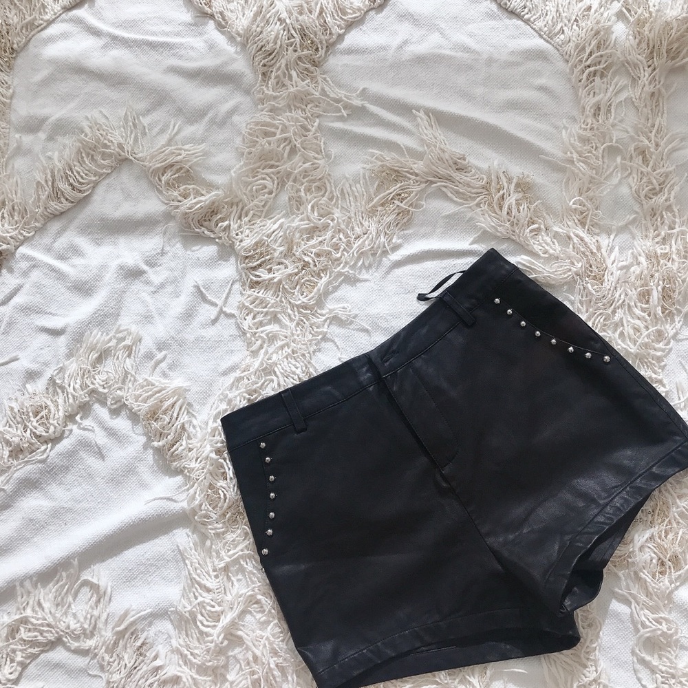 F21 Studded Faux High Waisted Leather Shorts 💕💕